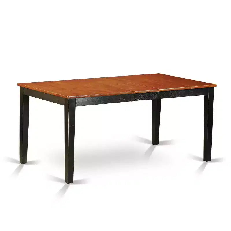 Table à manger HomeStock 7 pièces rectangulaire noir et finition cerisier avec plateau en bois massif et 6 chaises
