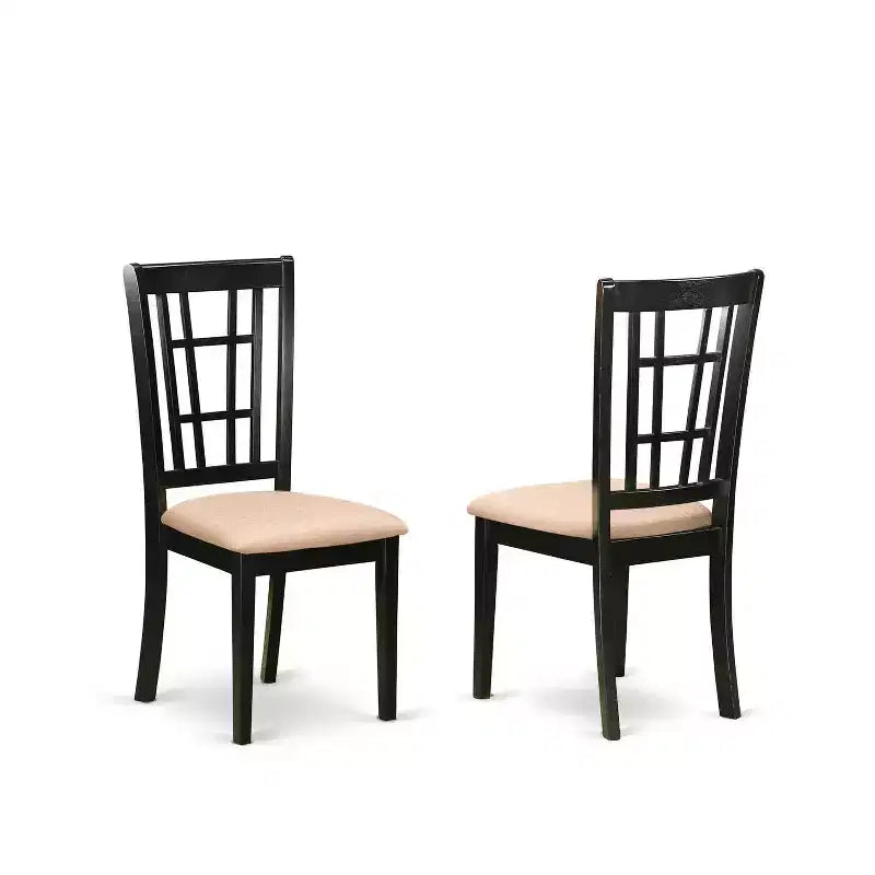 HomeStock Table à manger 6 pièces rectangulaire à plateau en bois massif finition noire avec 1 banc et 4 chaises