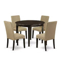 Round Kitchen Table Set 5 Piece - 42 Inch Table & 4 Parsons Chairs - Urban Modern Design