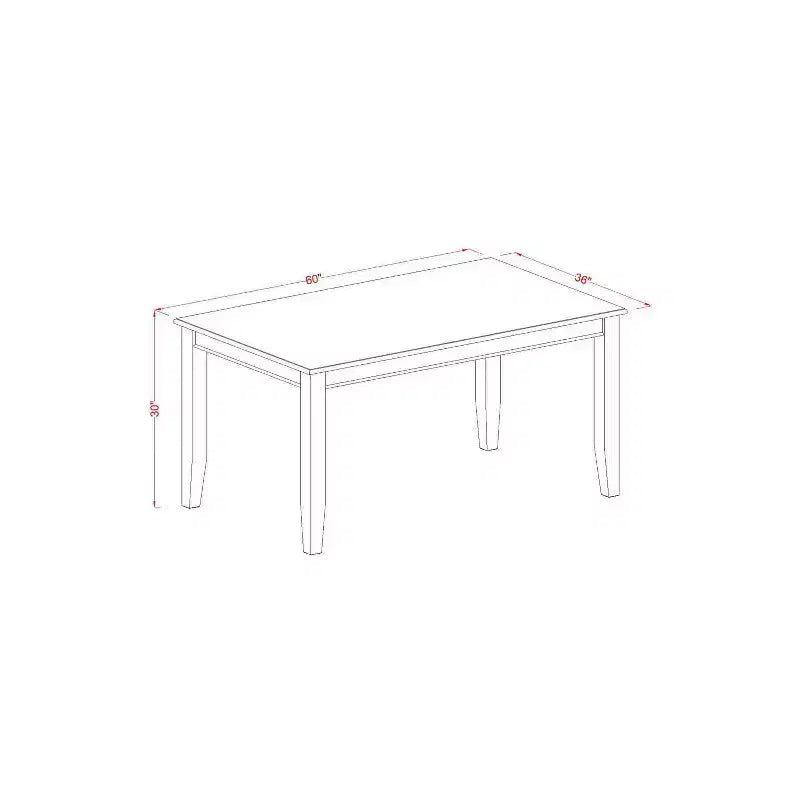Ensemble de salle à manger Art Nouveau - Table rectangulaire 5 pièces et 4 chaises - Meubles de salle à manger de 152 cm