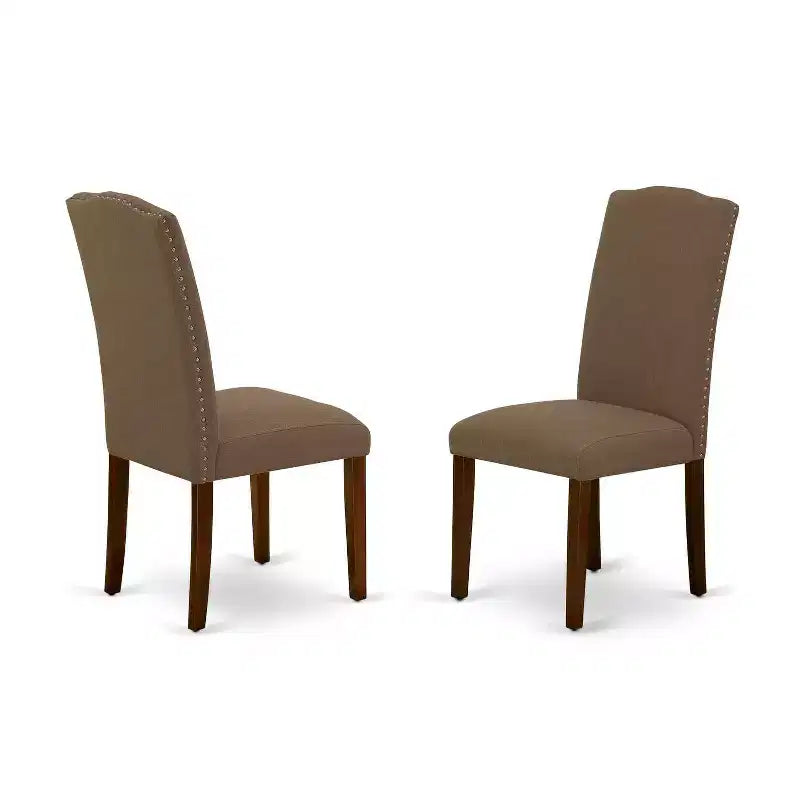 Ensemble table de cuisine ronde 42 pouces avec chaises Parsons - Ensemble de salle à manger au charme classique - Finition café foncé