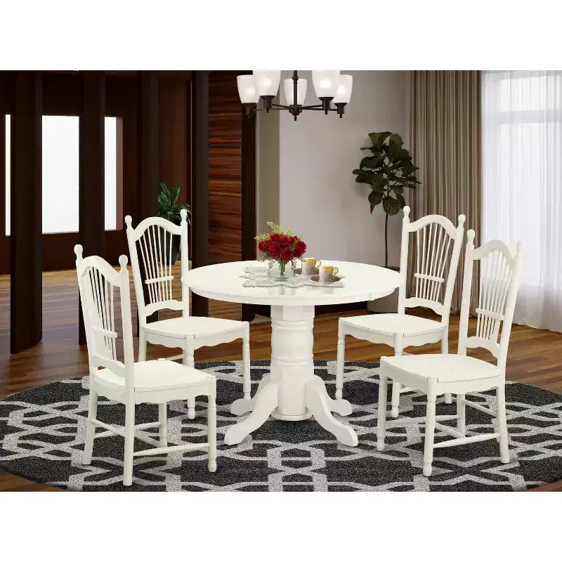 Ensemble de salle à manger rond - Table et chaises de cuisine 5 pièces - Idéal petits espaces