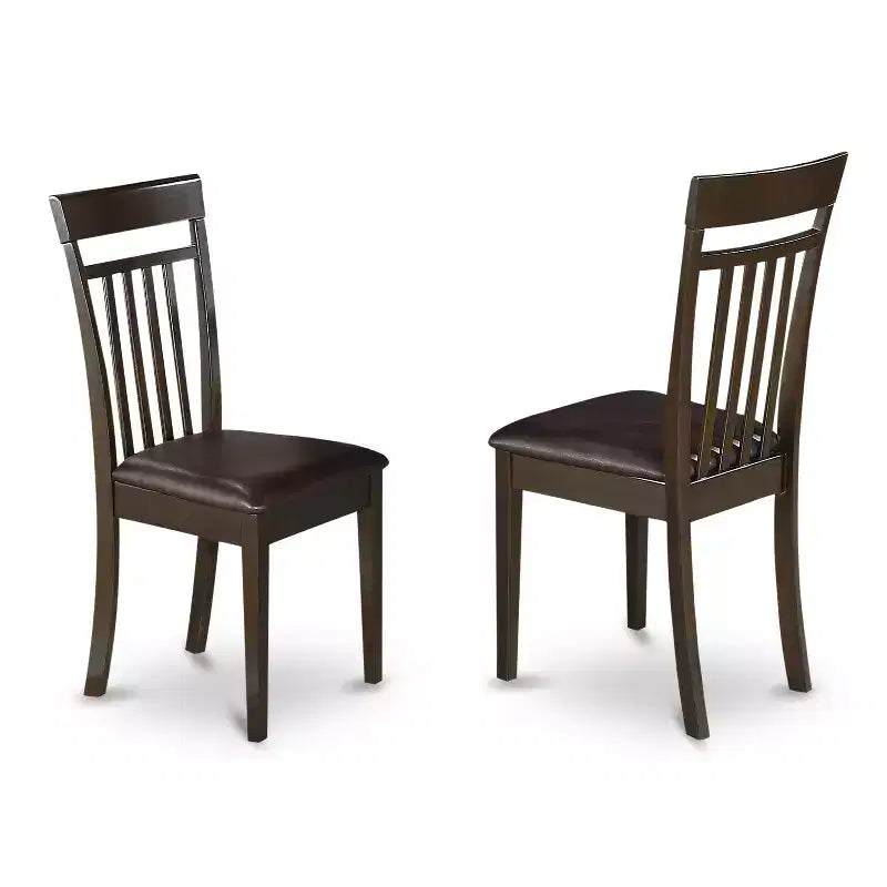 Table à manger HomeStock ronde 5 pièces, dessus en bois massif fini cappuccino avec 4 chaises