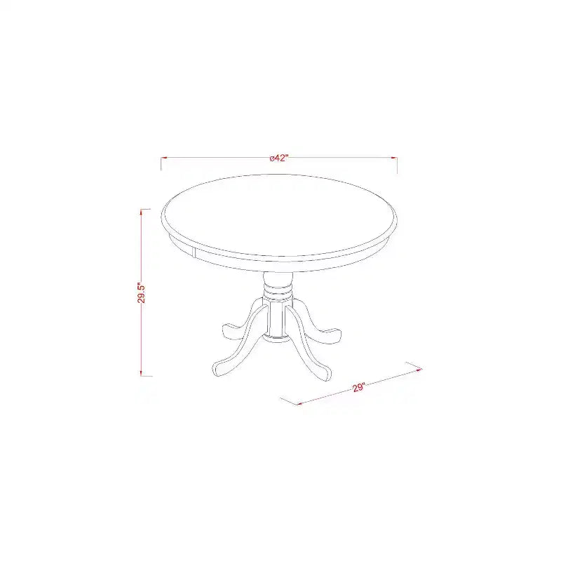 Ensemble de salle à manger rond - Table et chaises de cuisine 5 pièces - Style du Sud-Ouest - Fini cerisier noir