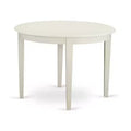 5-Piece Linen White Solid Wood Top - Round Upholstered Dining Room Set - (Seats-4)