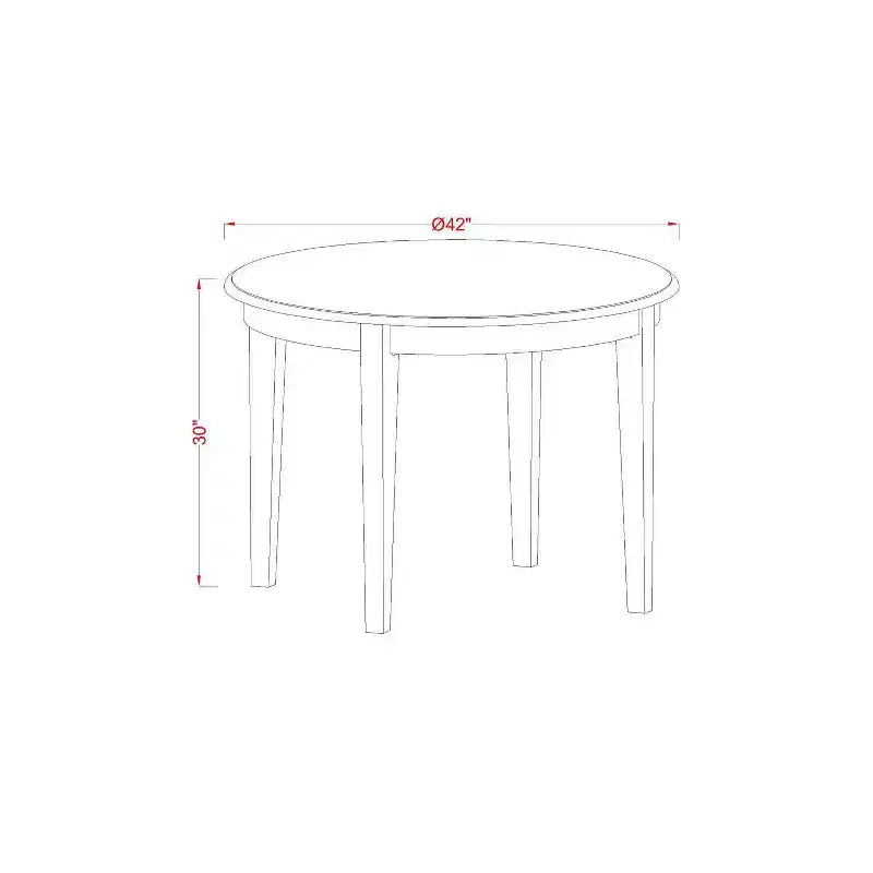 Ensemble de salle à manger 5 pièces en bois massif blanc cassé - Table ronde rembourrée - (4 places)
