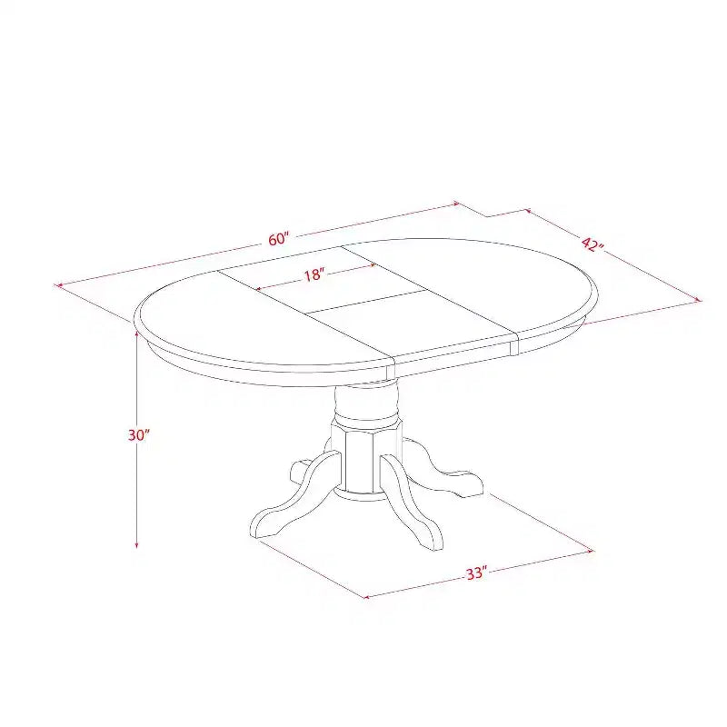 Ensemble de salle à manger ovale Tuscan 5 pièces - Table 106-152 cm avec rallonge et 4 chaises en cuir PU - HomeStock