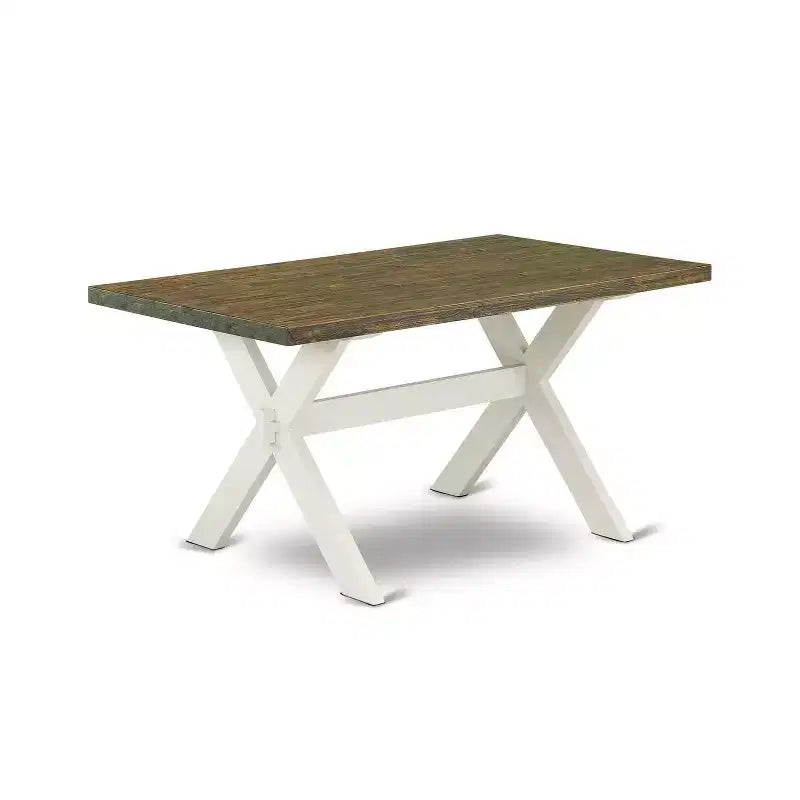 Ensemble table de salle à manger 7 pièces avec plateau en bois massif finition chêne naturel et 6 chaises avec