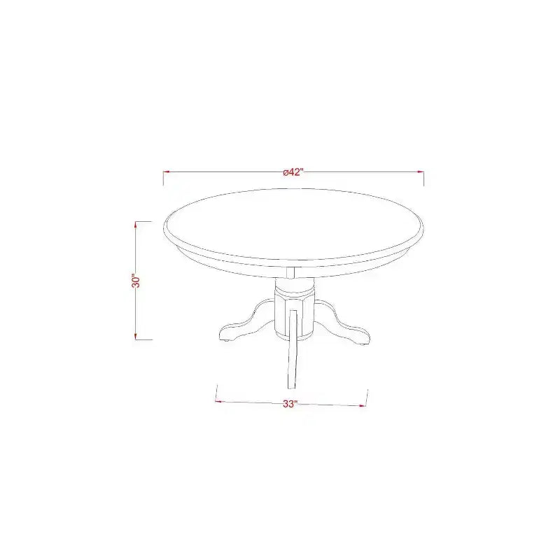 Table à manger HomeStock ronde 5 pièces en pin massif laqué blanc cassé et cerisier avec 4 chaises Parsons