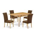 HomeStock 5-Pc Natural Oak Finish Solid Wood Top - Dining Room Set with Dropleaf - Seats 4