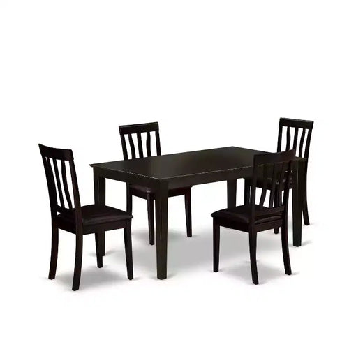 5-Piece Cappuccino Solid Wood Top - Dining Room Set - Seats 4