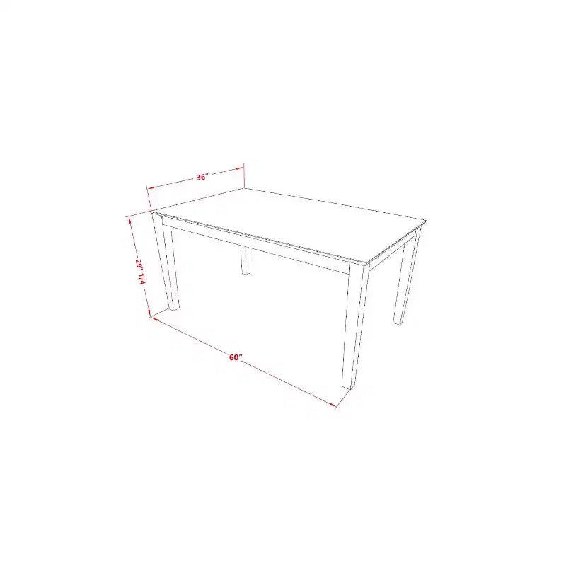 Ensemble de salle à manger 5 pièces en bois massif couleur cappuccino – Pour 4 personnes