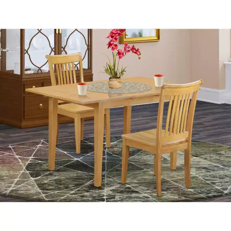 Ensemble de salle à manger 3 pièces Table et chaises - Table de cuisine avec chaises - Petit ensemble de salle à manger - Finition Chêne Élégante