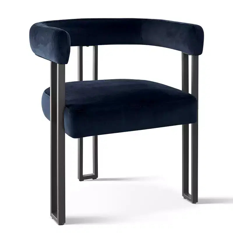 Ensemble de salle à manger 7 pièces avec chaises en velours, table ovale noire moderne et fauteuils rembourrés avec pieds en métal pour salle à manger - Panipeachy
