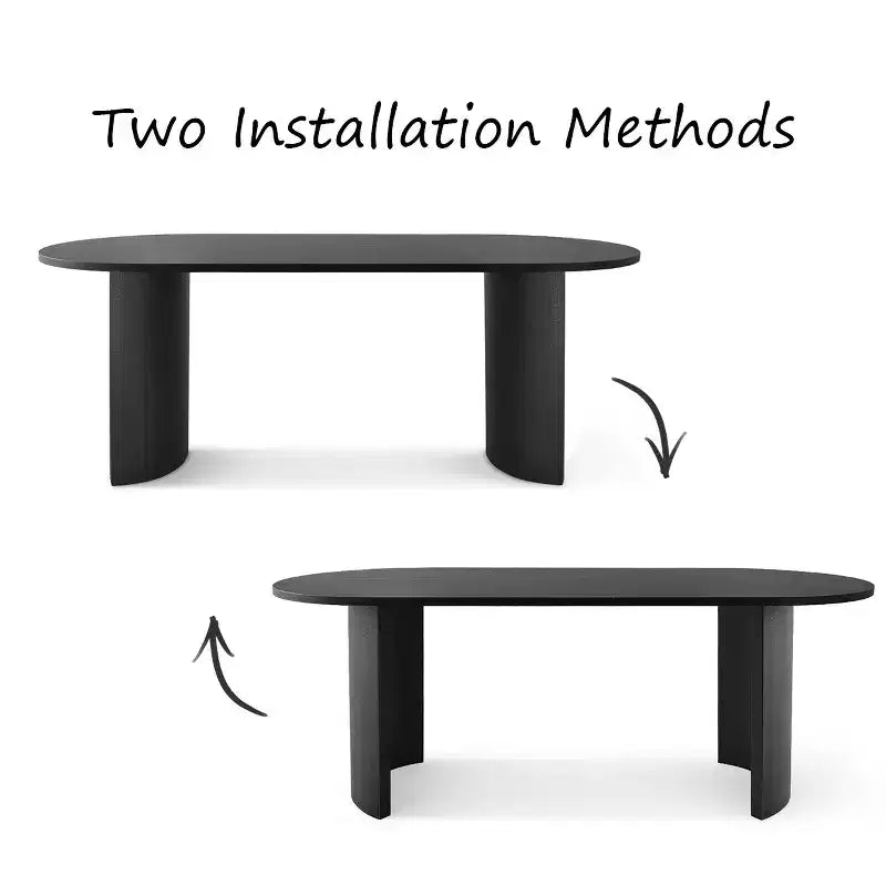 Ensemble de salle à manger 7 pièces avec chaises en velours, table ovale noire moderne et fauteuils rembourrés avec pieds en métal pour salle à manger - Panipeachy