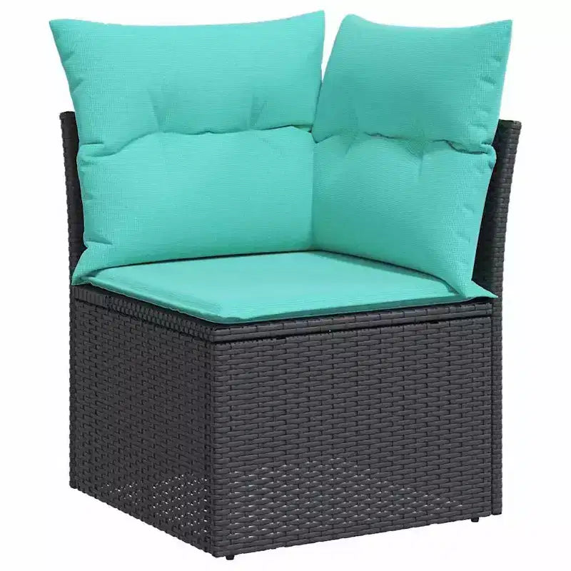 vidaXL Salon de jardin 7 pcs Noir et turquoise Résine tressée