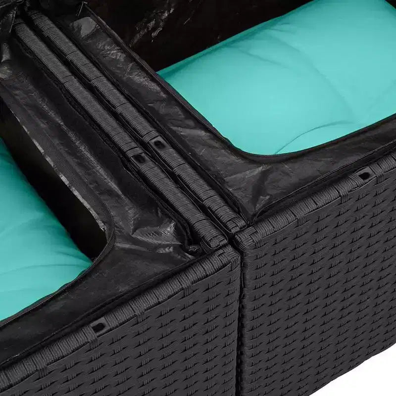 vidaXL Salon de jardin avec coussins 10 pcs noir et turquoise