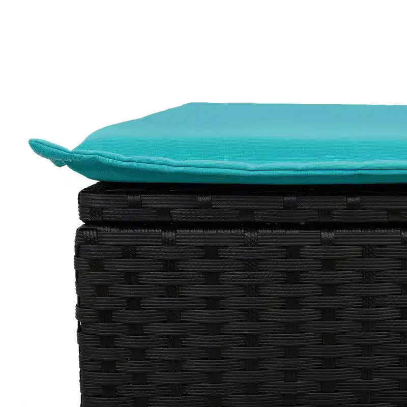 vidaXL Ensemble de canapés de jardin 6 pcs avec coussins résine tressée noire - Noir et bleu