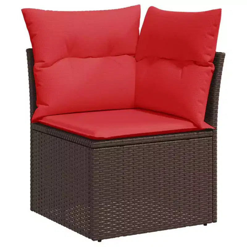 vidaXL Ensemble de canapés de jardin 6 pcs avec coussins résine tressée noire - Noir et bleu