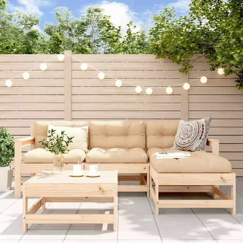 vidaXL Salon de jardin Bois de pin massif, Contreplaqué 5 pièces