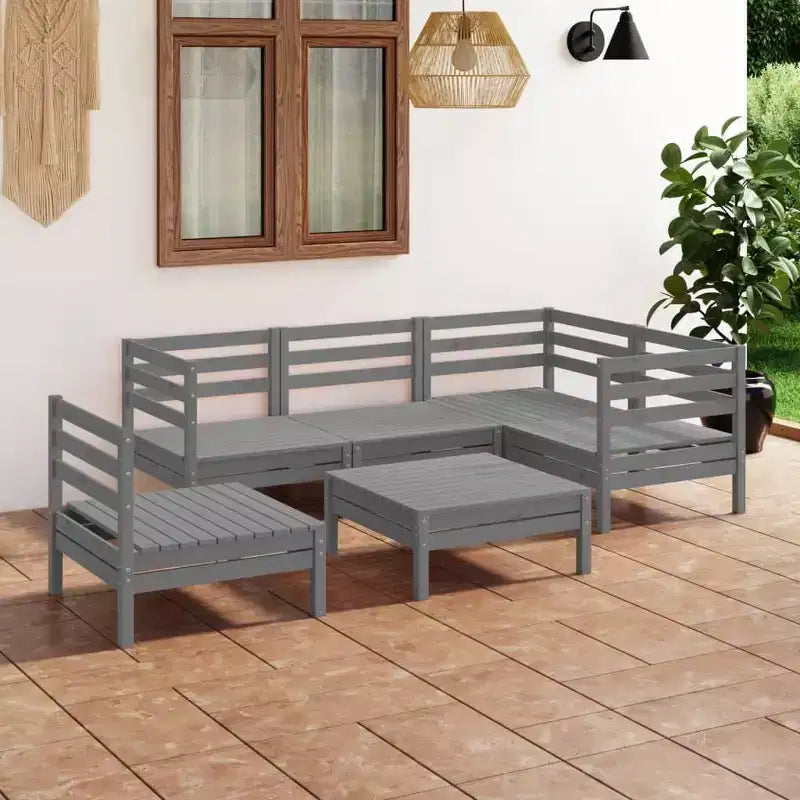 vidaXL Salon de jardin bois de pin massif naturel 6 pièces modulables