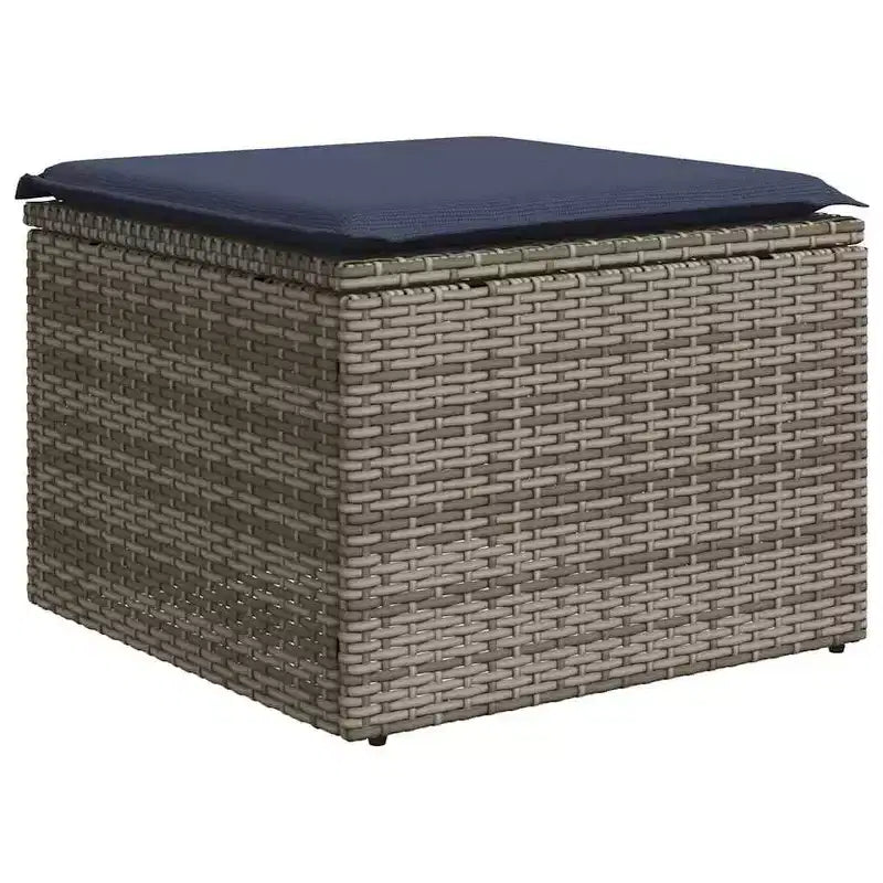 vidaXL Salon de jardin noir, rotin PE bleu, acier thermolaqué 7 pièces