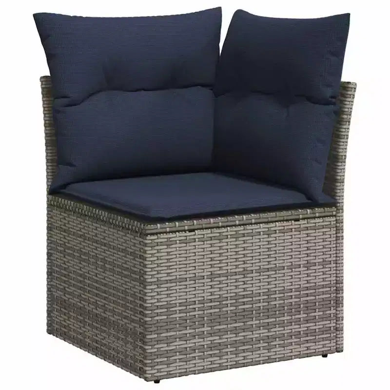 vidaXL Salon de jardin noir, rotin PE bleu, acier thermolaqué 7 pièces