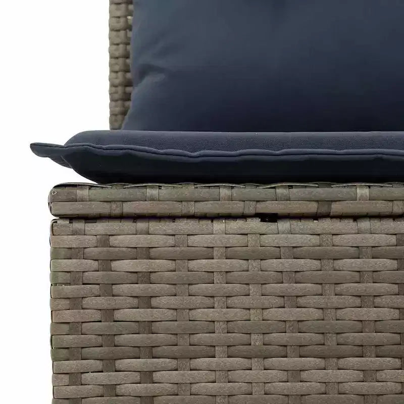 vidaXL Salon de jardin noir, rotin PE bleu, acier thermolaqué 7 pièces
