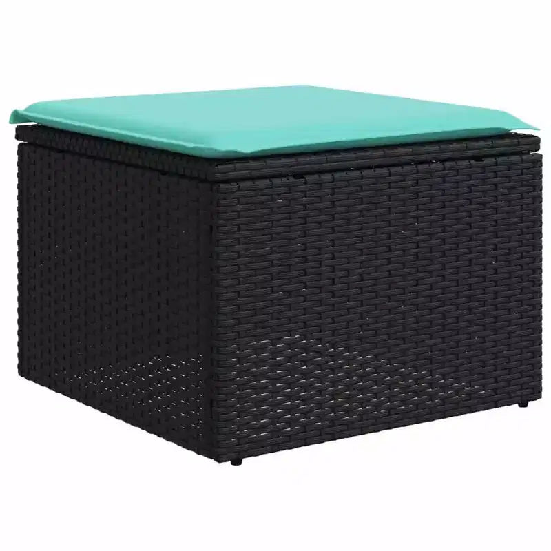 vidaXL Salon de jardin noir, rotin PE bleu, acier thermolaqué 7 pièces