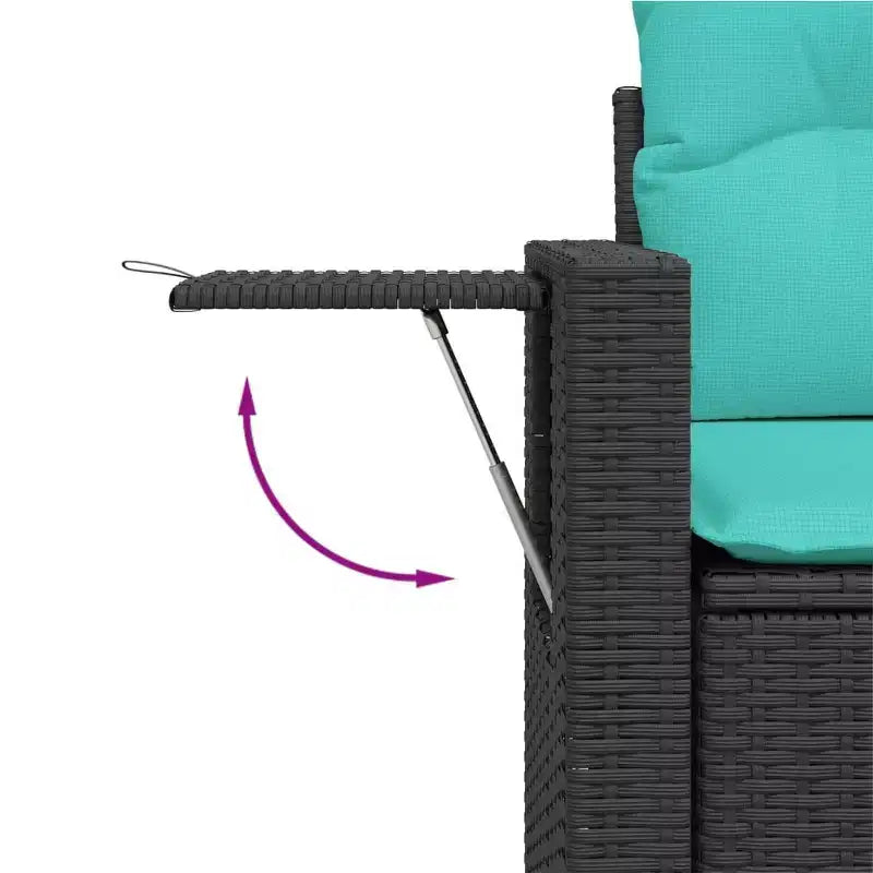 vidaXL Salon de jardin noir, rotin PE bleu, acier thermolaqué 7 pièces