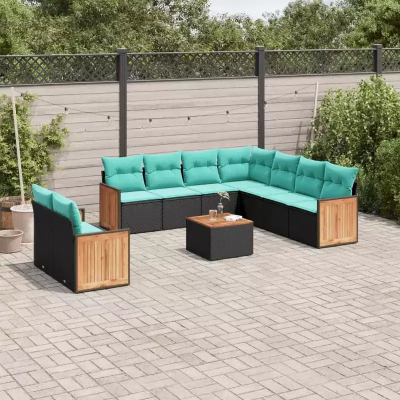 vidaXL Salon de jardin modulable 9 pièces en résine tressée noir