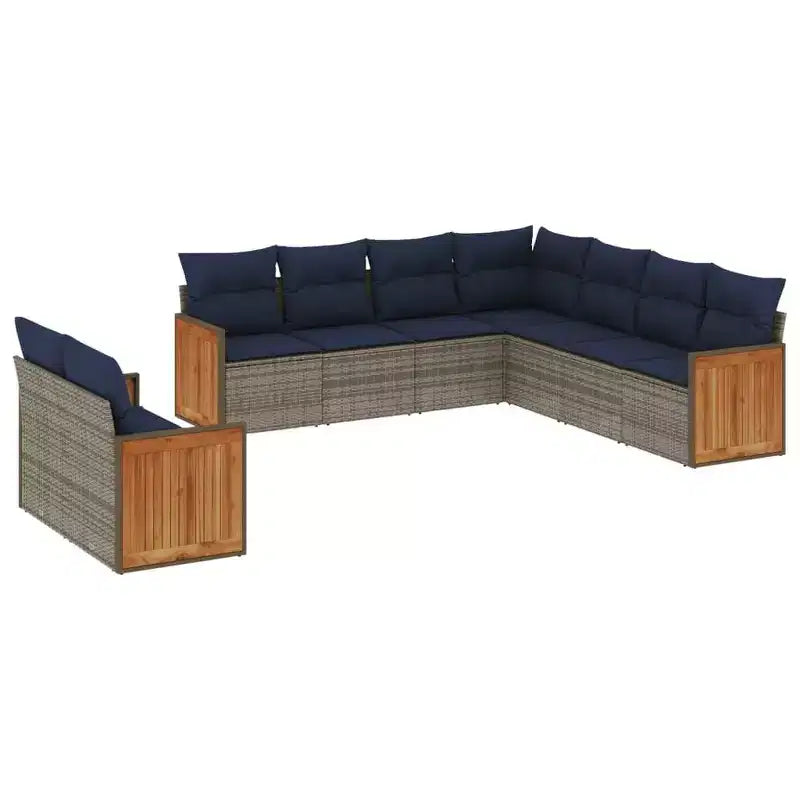 vidaXL Salon de jardin modulable 9 pièces en résine tressée noir