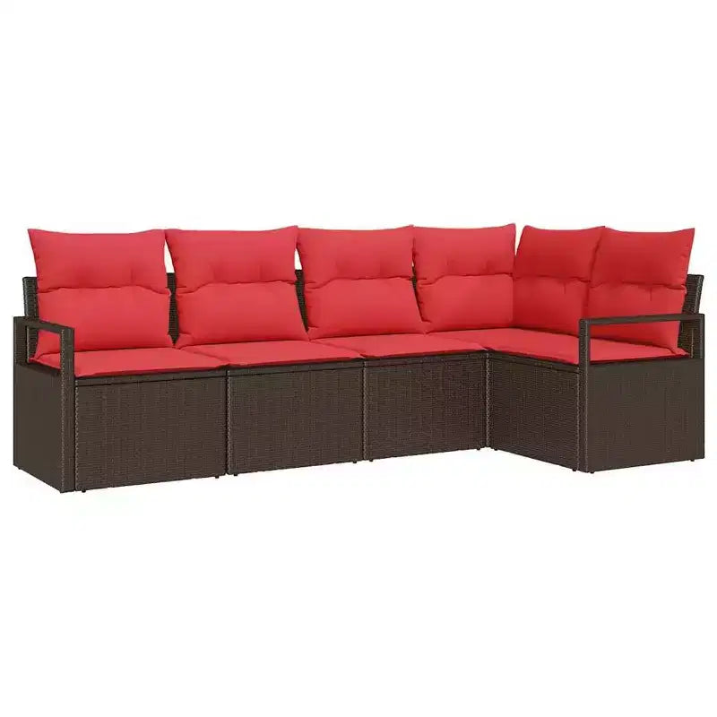 vidaXL Garden Sofa Set 5 pcs Brown Poly rattan