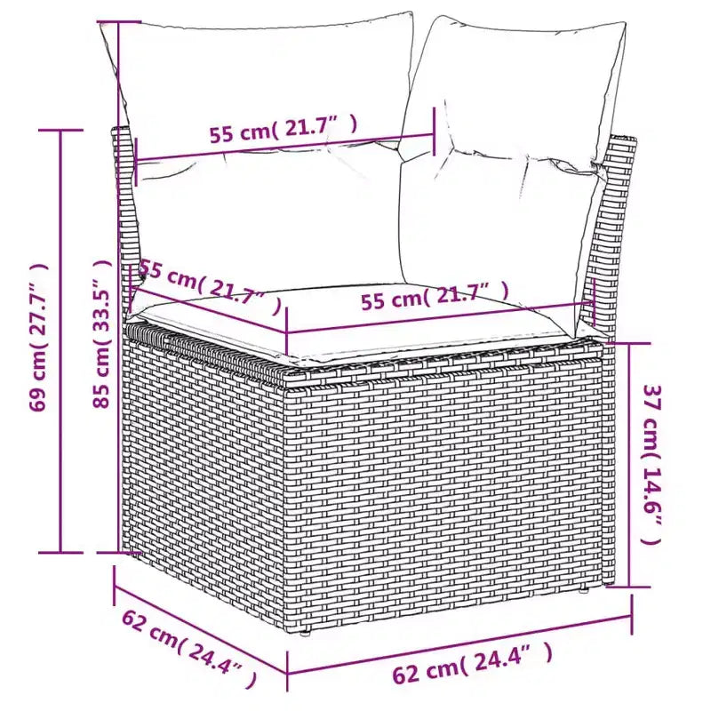 vidaXL Salon de jardin 11 pièces avec coussins en rotin synthétique modulable