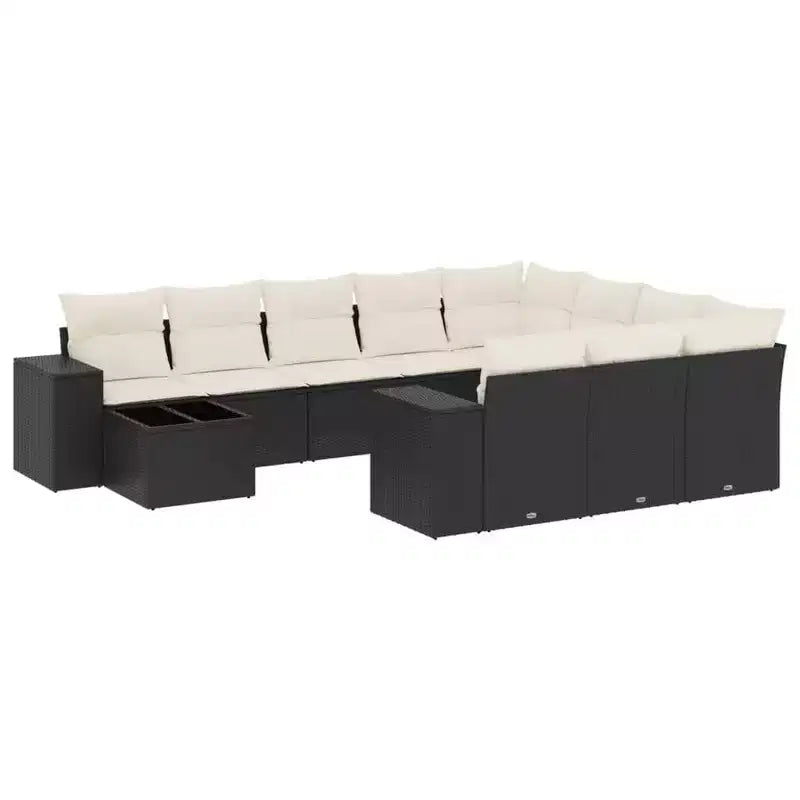 vidaXL 11 Piece Patio Sofa Set with Cushions, Poly Rattan Modular Outdoor Sectional