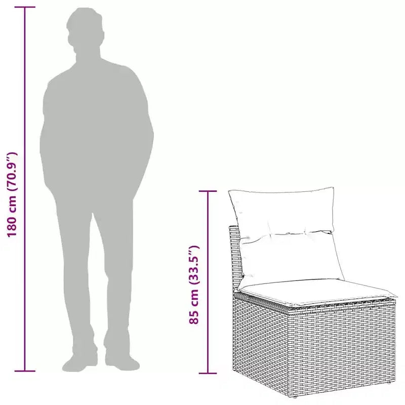 vidaXL Salon de jardin 7 pièces avec coussins, sectionnel d'extérieur en résine tressée, design modulaire, plusieurs coloris