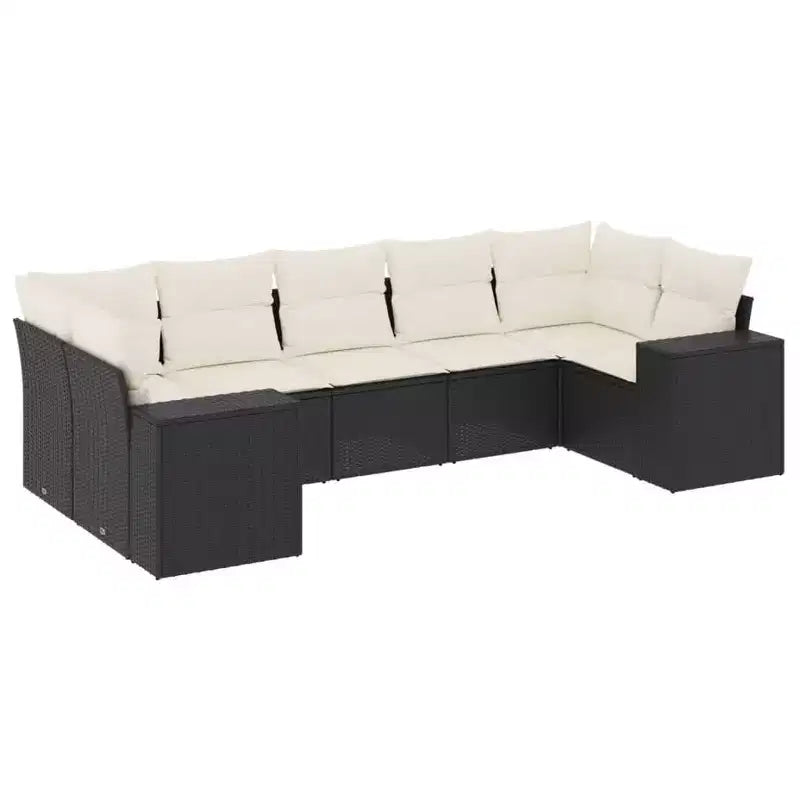 vidaXL Salon de jardin 7 pièces avec coussins, sectionnel d'extérieur en résine tressée, design modulaire, plusieurs coloris