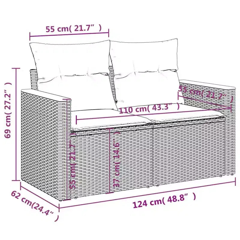 vidaXL Ensemble de canapés de patio 12 pièces avec coussins en résine tressée, canapés modulaires d'extérieur, plusieurs couleurs et modèles