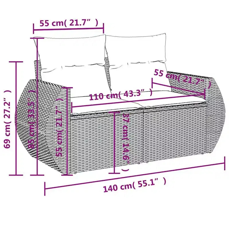 vidaXL Ensemble de canapés de jardin 5 pcs avec coussins en résine tressée