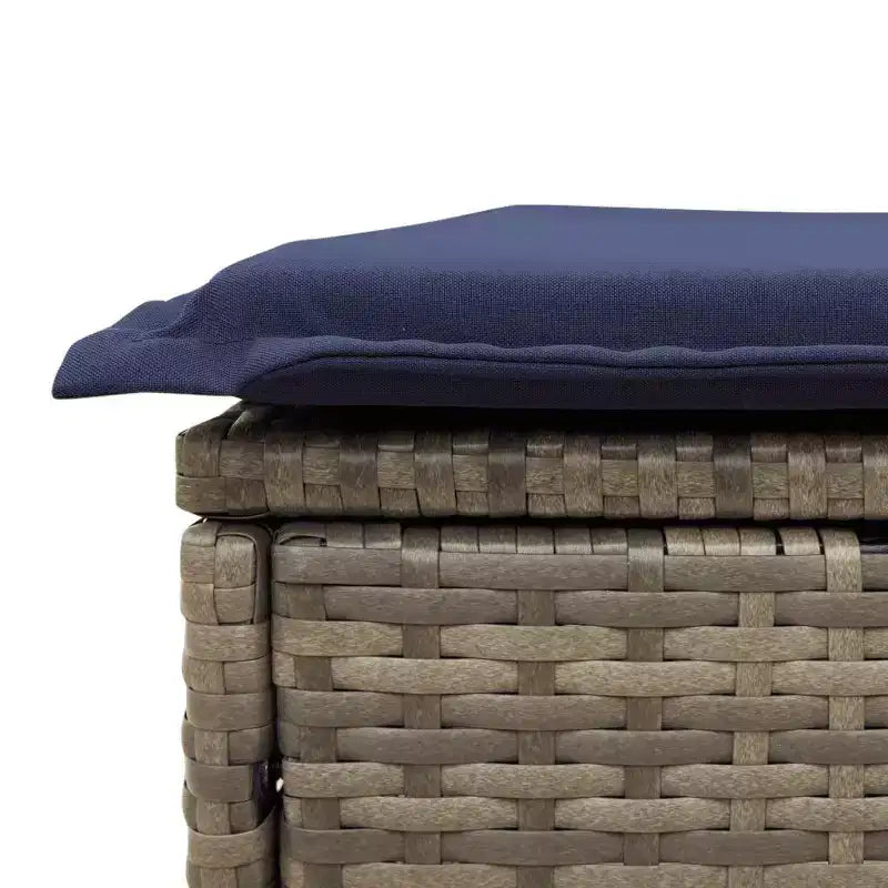 vidaXL Salon de jardin 6 pcs avec coussins résine tressée - Noir et bleu avec table