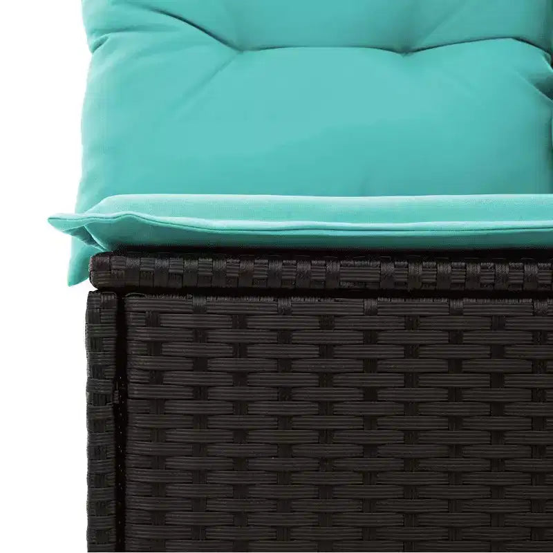 vidaXL Salon de jardin 6 pcs avec coussins résine tressée - Noir et bleu avec table