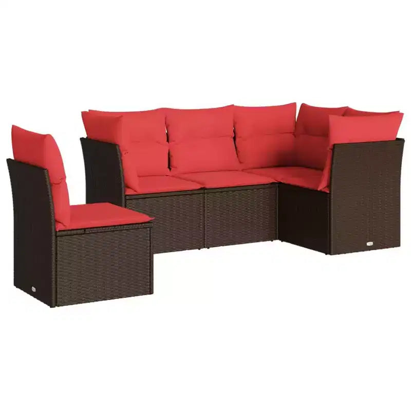 vidaXL Salon de jardin 6 pcs avec coussins résine tressée - Noir et bleu avec table