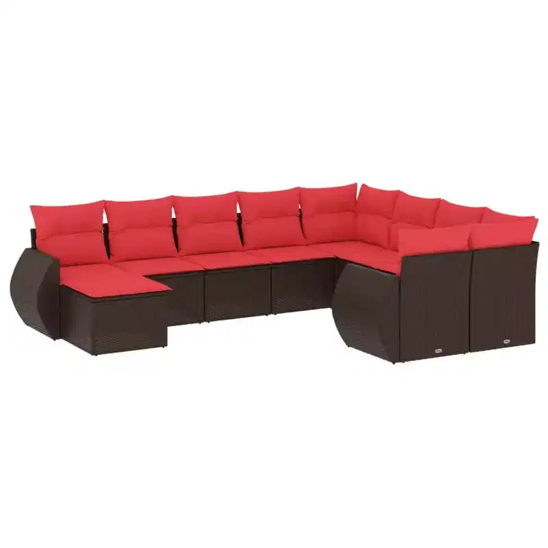 vidaXL Salon de jardin 10 pcs avec coussins résine tressée gris