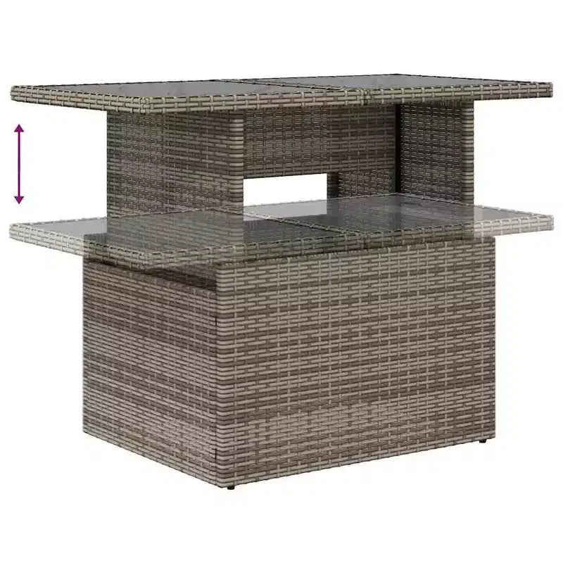 vidaXL Salon de jardin 6 pièces avec coussins, en résine tressée, modulable, table réglable, plusieurs couleurs