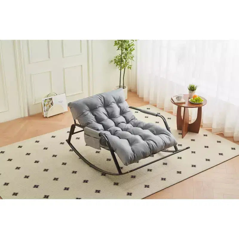 Rocking Chair Leather Cushioned Sliding Chair, a Circular Recliner Design, and a Modern Style, Suitable for Living Rooms and Bedrooms