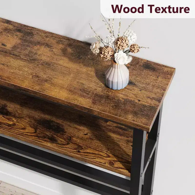 5.9 Table Console Étroite avec Étagère Réglable - Table d'Appoint Industrielle Mince à 2 Niveaux pour Couloir, Entrée et Salon