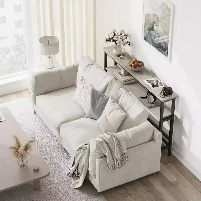 5.9 Table Console Étroite avec Étagère Réglable - Table d'Appoint Industrielle Mince à 2 Niveaux pour Couloir, Entrée et Salon