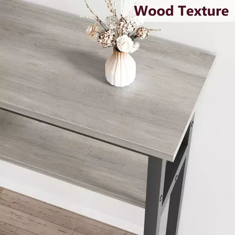 5.9 Table Console Étroite avec Étagère Réglable - Table d'Appoint Industrielle Mince à 2 Niveaux pour Couloir, Entrée et Salon