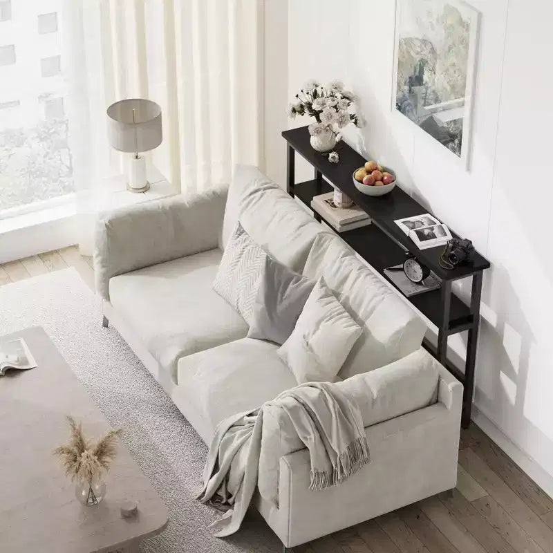 5.9 Table Console Étroite avec Étagère Réglable - Table d'Appoint Industrielle Mince à 2 Niveaux pour Couloir, Entrée et Salon