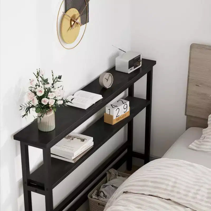 5.9 Table Console Étroite avec Étagère Réglable - Table d'Appoint Industrielle Mince à 2 Niveaux pour Couloir, Entrée et Salon